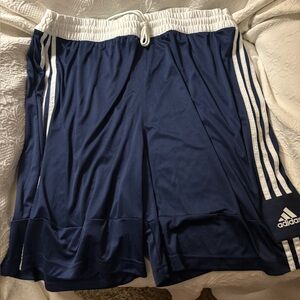 adidas Navy and White Athletic Shorts